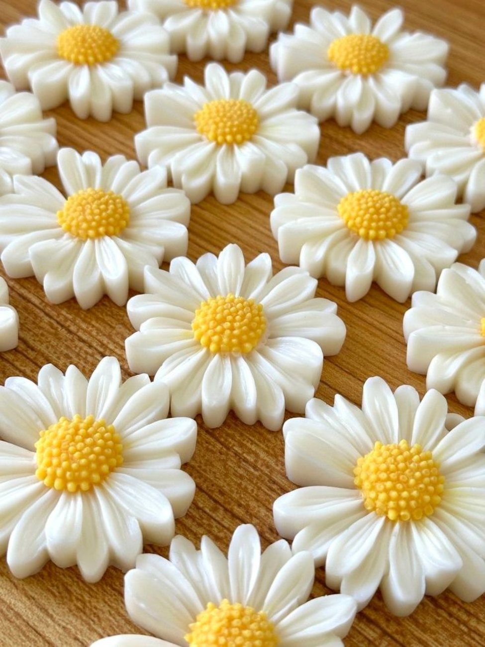 White daisy candles with yellow centres